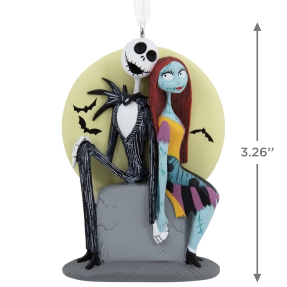 Disney "The Nightmare Before Christmas" Jack and Sally on Tombstone Ornament - Picture 1 of 4